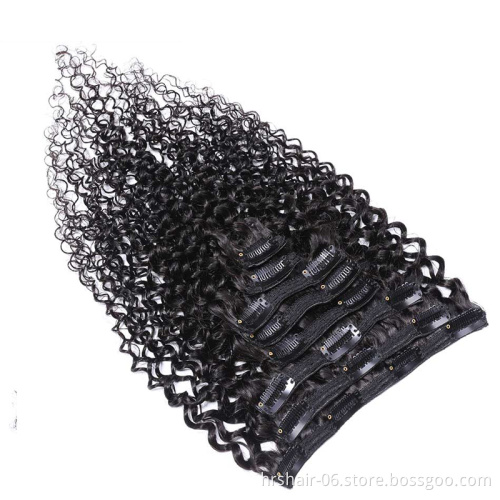 Cheap remy human hair extension clip in hair extension,clip hair,100% kinky curly clip in human hair extension for black
